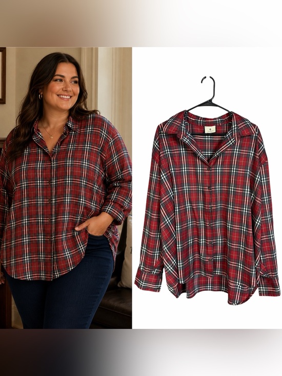 Tuckernuck Tops - Tuckernuck Red Plaid Long Sleeve Button Down Women's XXXL